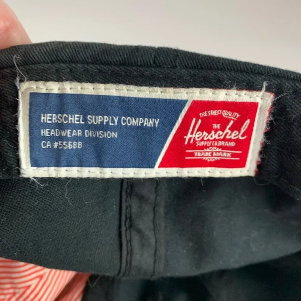 The Herschel Supply Co Unisex Black Relaxed Fit Strapback Adjustable Hat